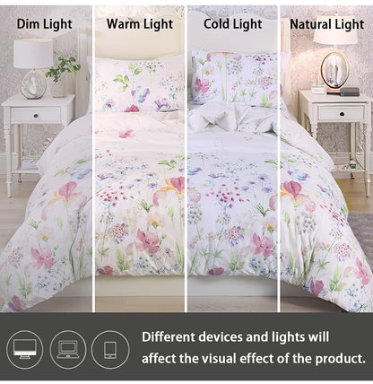 Flower Pattern Duvet Cover Set | 3-Piece Soft Bedding
