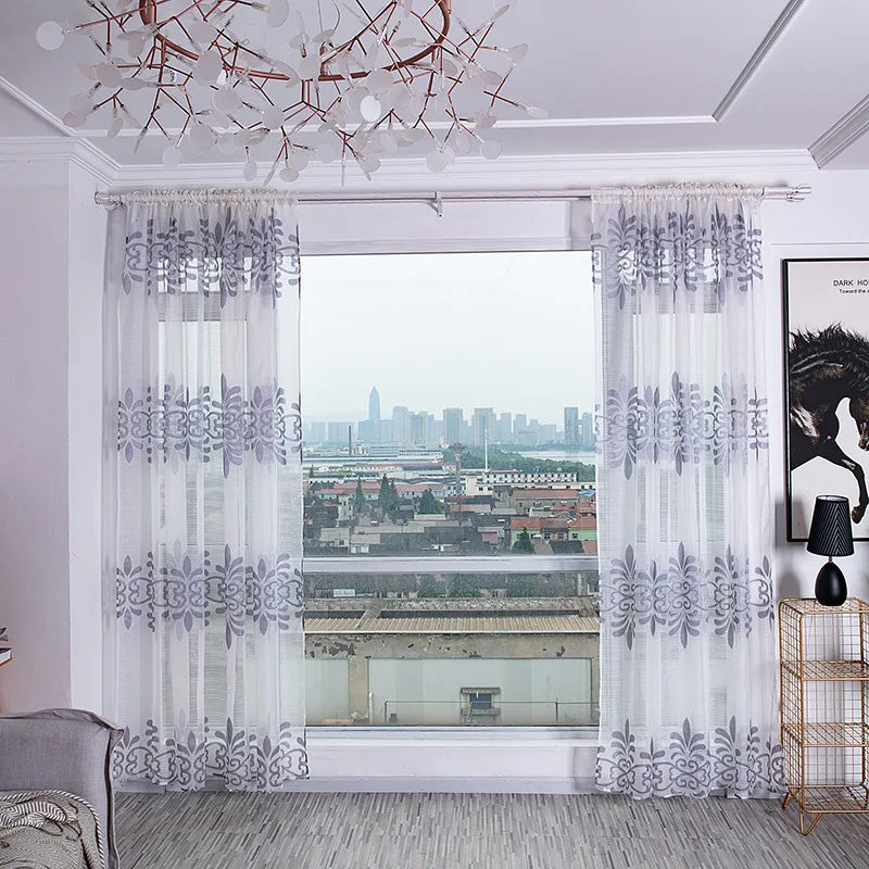Peony Floral Tulle Sheer Curtains | Light-Filtering Panels for Any Room