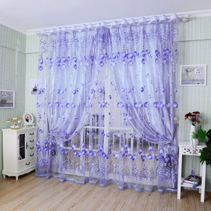 Peony Floral Tulle Sheer Curtains | Light-Filtering Panels for Any Room