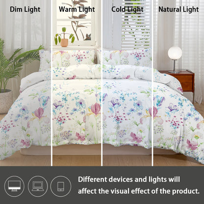 Flower Pattern Duvet Cover Set | 3-Piece Soft Bedding
